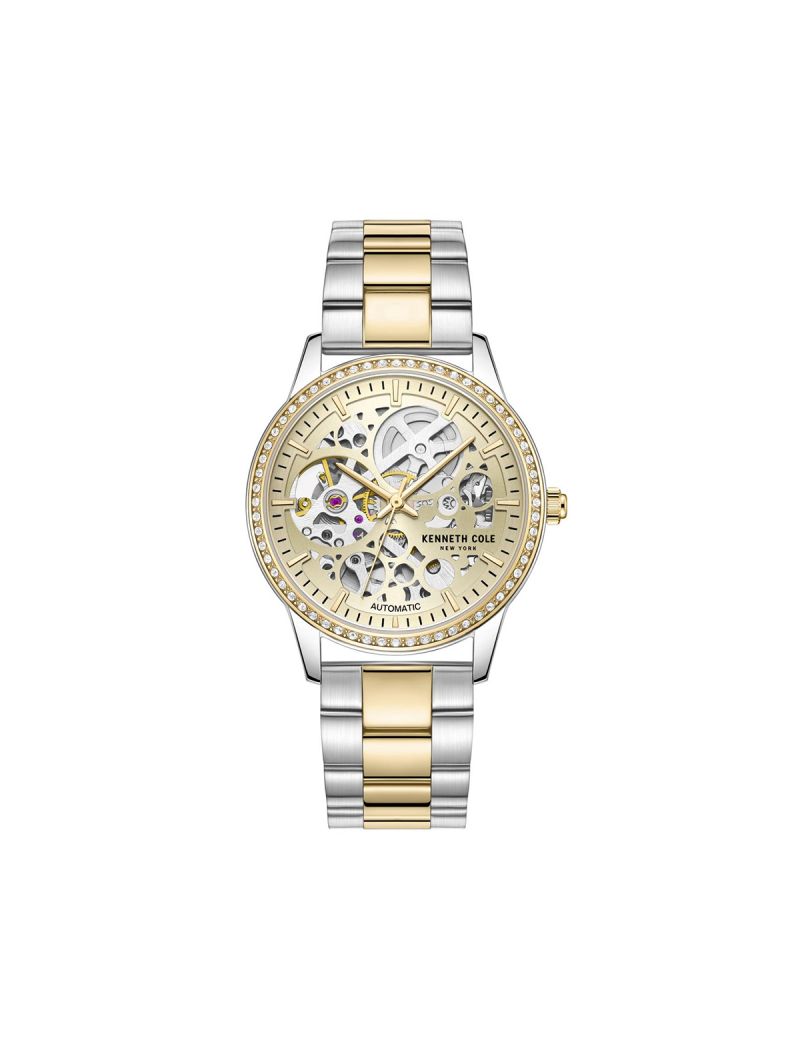 KENNETH COLE AUTOMATIC STAINLESS /GOLD PLATED LT. CHAMP. DIAL /GOLD PLATED STAINLESS BRACELET KCWLL2219204